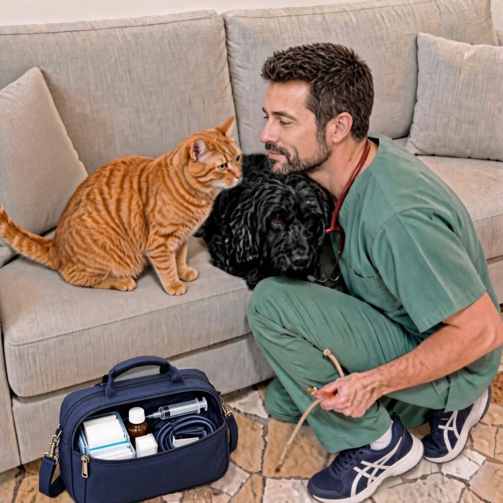 Veterinario in visita a domicilio con cane e gatto, Villa Mafalda